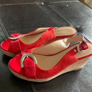 Size 8 red wedge shoes